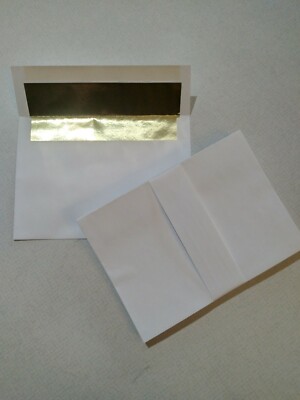 NEW TOP QUALITY ENVELOPES  WHITE GOLD FOILED INSIDE 6 X 8 1/2 OPEN SIDE 25qty  
