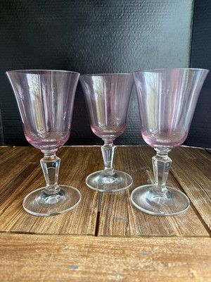 3 Miller Rogaska Alfresco Amethyst Water Goblet Lead Crystal