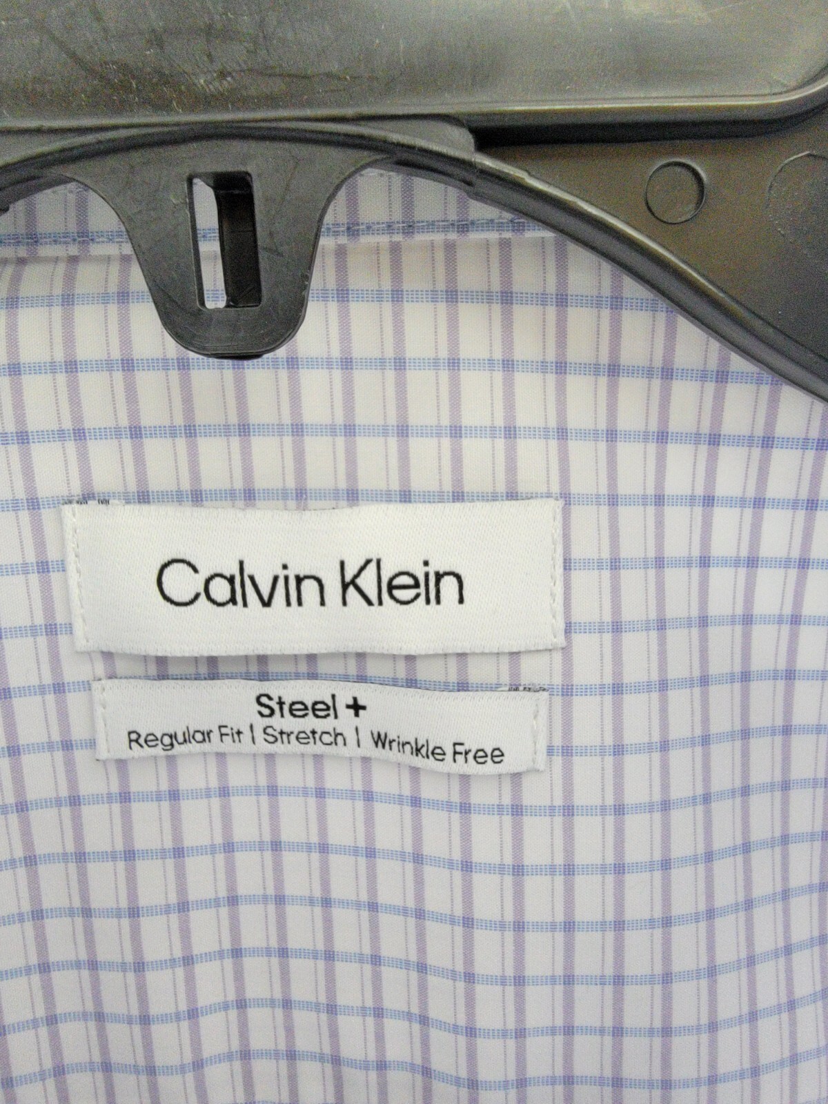 Calvin Klein Steel + Regular Fit Stretch Dress Shirt Men's 17.5 34-35 Blue L/S - Picture 12 of 19