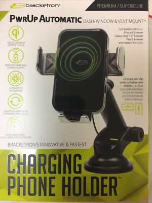 Bracketron PwrUp Qi Car Dash/Window/Vent Mount for iPhone 14/13/12/11, S22/S21