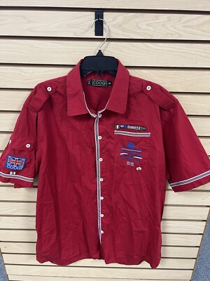 COOGI Yacht Club Short Sleeve Button Down Shirt XXL Red Y2K