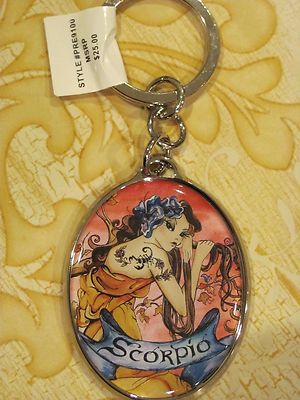 1990 s Isabella Fiore Tattoo Printed Zodiac Sign Keychain - RARE MSRP $25.00 NWT