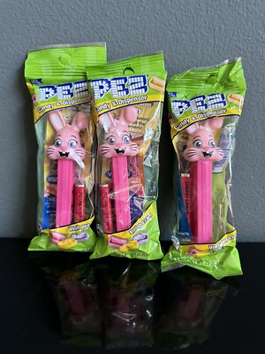 Easter PEZ Candy & Pink Bunny Dispenser - 3 Lot NEW & SEALED