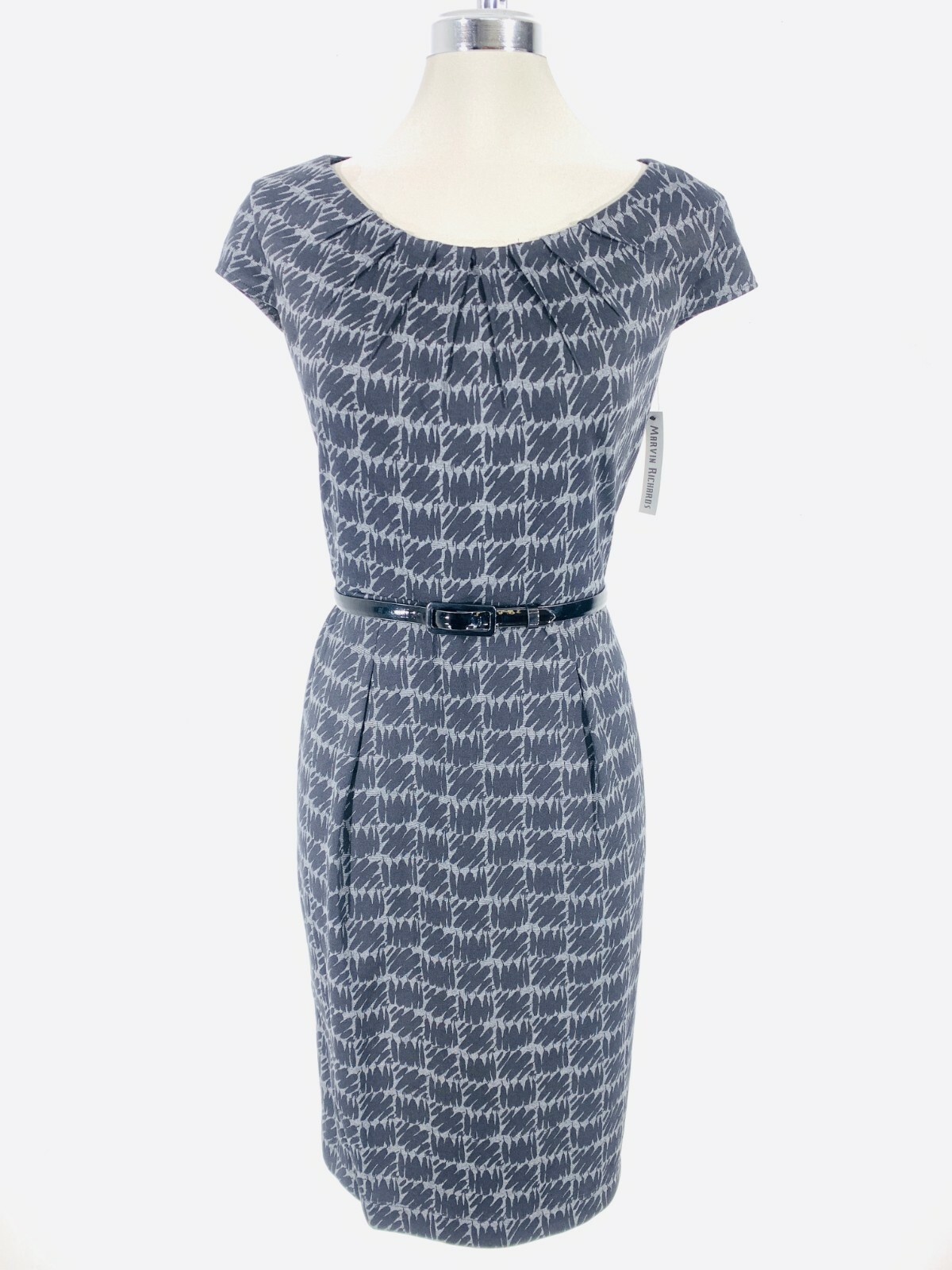 

Marvin Richards NWT Элегантное ЧЕРНО-УГОЛЬНОЕ платье с поясом и принтом, размер, Black and charcoal gray, Elegant
