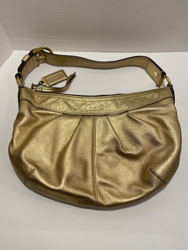 Vintage Coach Bag Women's Gold Metallic Tint Purse D0993