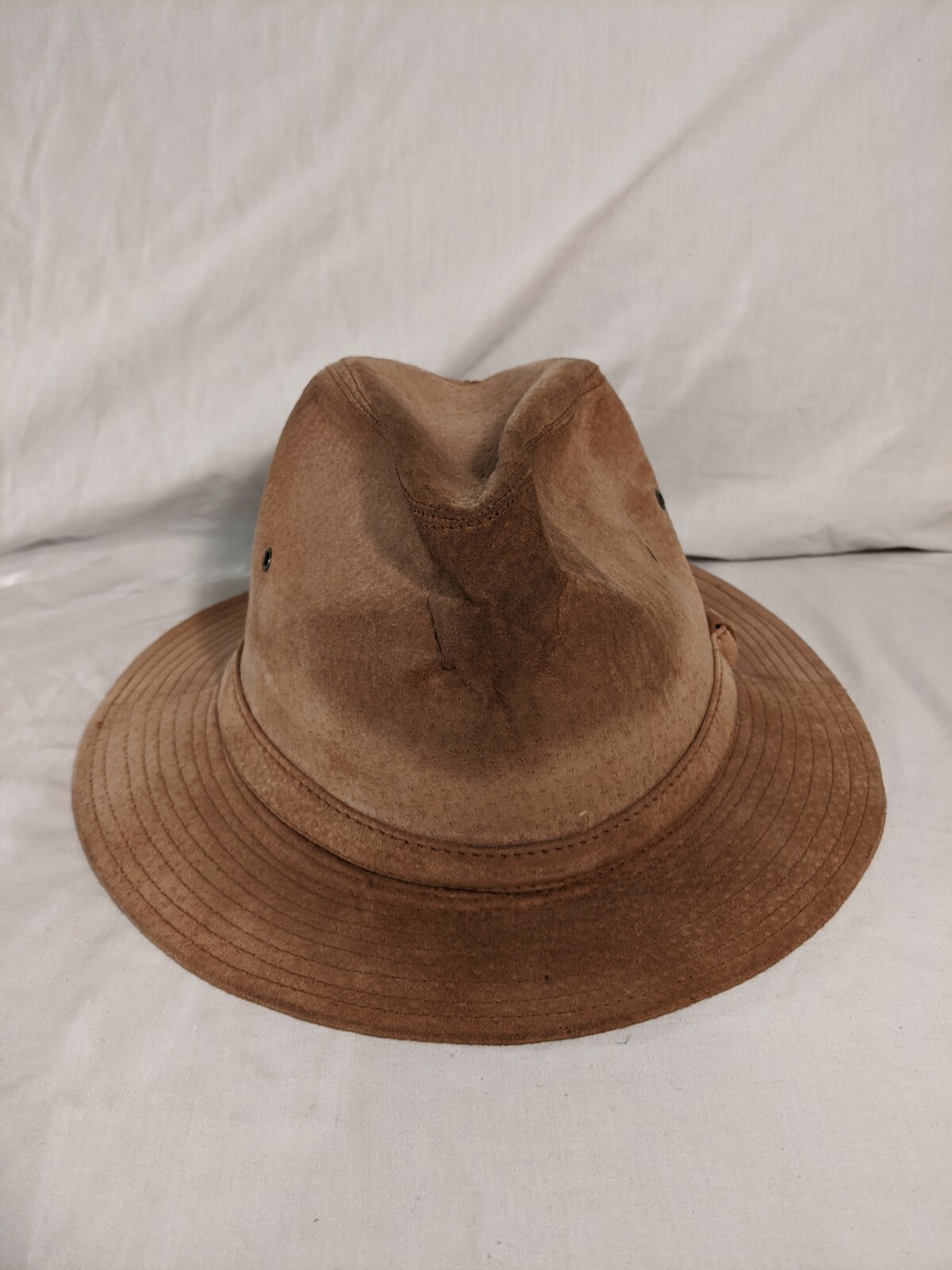 Vintage Leather Stetson Fedora SDJ60 Tobacco Size 7-7 1/8