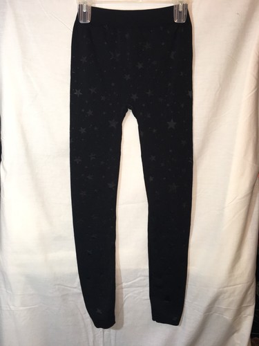 Girl’s PINK ROSE Black Leggings W/ Gray Stars, Size Medium
