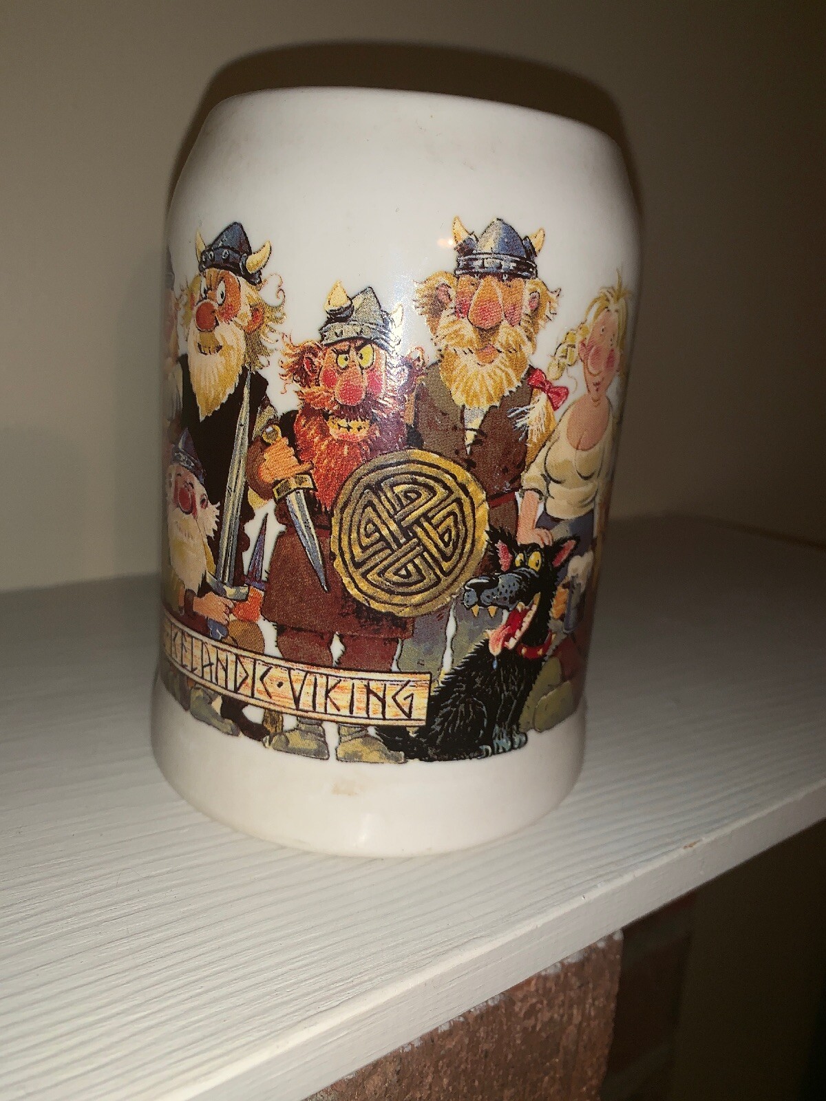 Vintage Scandinavian Iceland KELANDK VIKING Crew Tavern Raid Stein Beer Mug cup