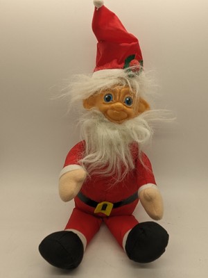 Vintage Troll Style Ace Brand Plastic Face Santa Doll Figure 12  Christmas