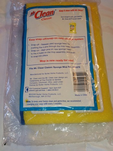 Mr Clean Classic Sponge Mop Refill With Scrubber 456977 For Mop 456976
