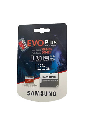 Samsung EVO Plus 128GB Micro SDHC Flash Memory Card 100MB/S - NEW !!!