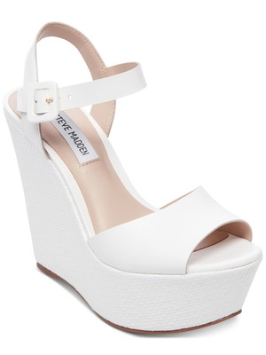 

STEVE MADDEN Женские белые кожаные сандалии на платформе 2 дюйма цитрусового цвета 9,5, Белый, CITR01S1