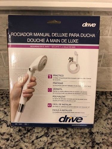 Drive Medical Handheld Shower Head Spray with Diverter Valve Wall Holder Plastic