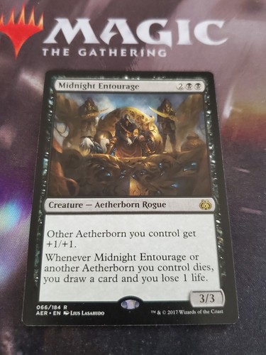 Midnight Entourage 2x FOIL AER MTG Aether Revolt Rare MINT black Midnight Entourage 2x FOIL AER MTG Aether Revolt Rare MINT black
