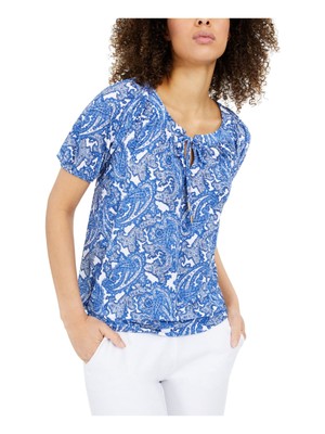 

Женский синий топ с эластичными манжетами и талией MICHAEL MICHAEL KORS Petites P \ XL