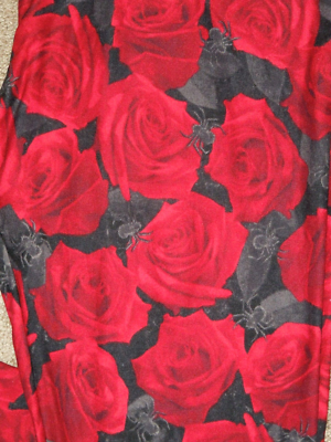 Black leggings with red roses cheap