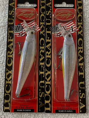 (LOT OF 2) LUCKY CRAFT POINTER 100 SP 5/8oz. LIVE FRENCH PEARL WAKASAGI NIP