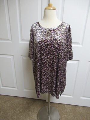 OLD NAVY Velvet Tee Shirt Top  SIZE XXL  Short Sleeve Print Purple/ Blue  NWT