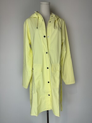 RAINS Yellow Straw Curve Trenchcoat Rain Jacket Women s Large