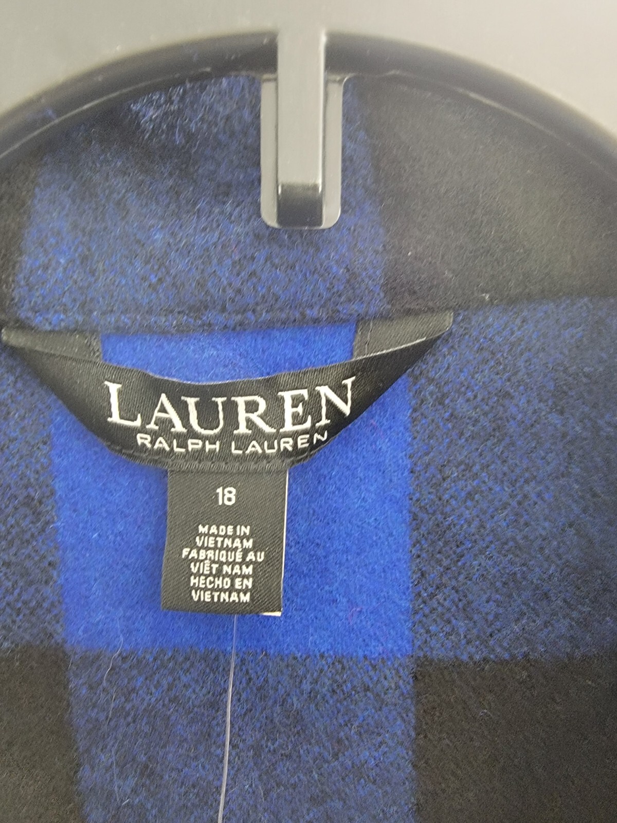 Lauren Ralph Lauren Buffalo Check Twill Shirt Jacket Women's 18 Blue/Black L/S - Picture 12 of 20