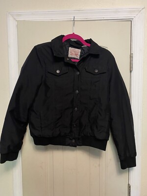 Levis Women s Classic Thermore  Medium Black Bomber Zip Up Jacket Quilted Liner
