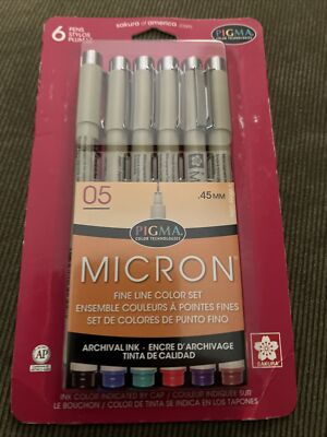 Sakura Pigma Micron Fineliner Brush Pens 05 Colors .45 Mm