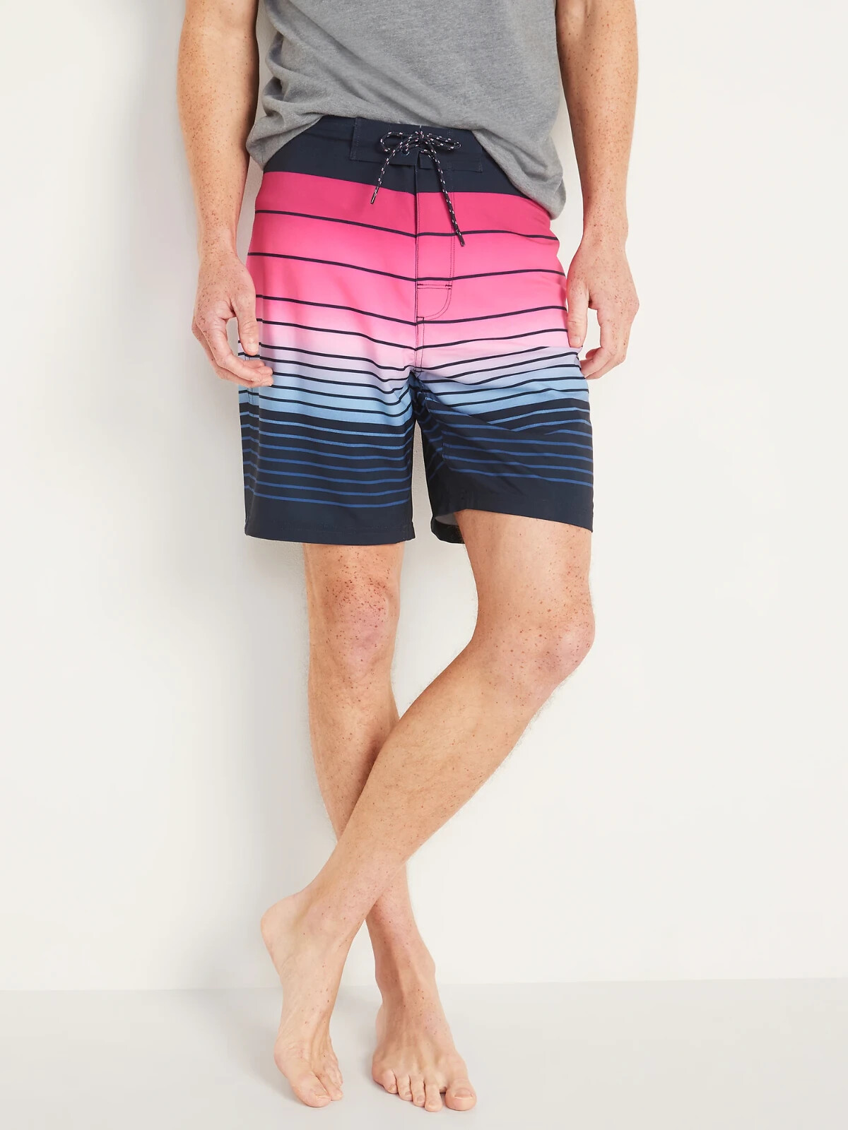 

Короткая мужская доска для плавания Old Navy в полоску,  Вт, Pink multi-stripe