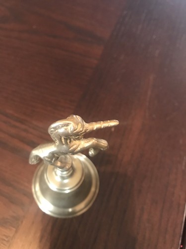 Vintage Rearing Unicorn Brass Bell Handheld Dinner Servant Mid-Century HAND BELL