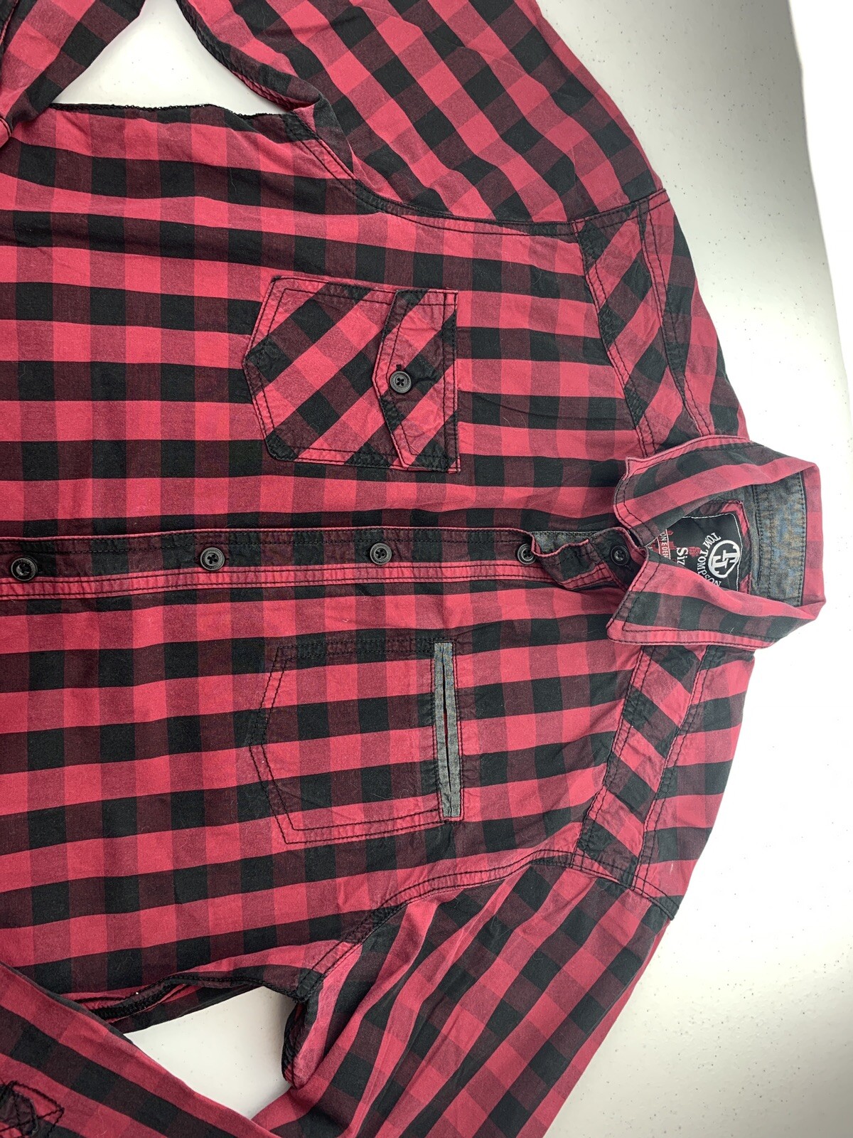 Tom Tompson Red Black Check Shirt Long 