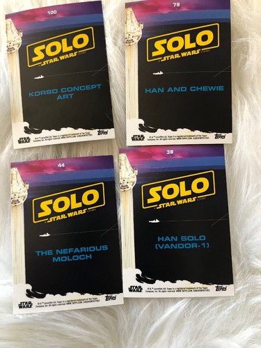 4 Pc Star Wars Trading Cards Lot Topps Han & Chewie Han Solo The Negarious Korso