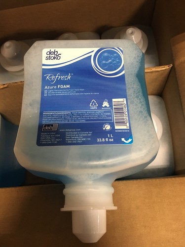 Lot of 8 Deb 57220 Refresh Azure Foam Lightly Perfumed Wash 33.8 Fl Oz