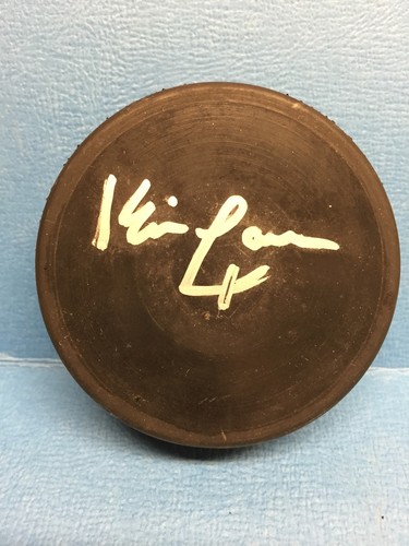 hand autographed puck of kevin lowe a1