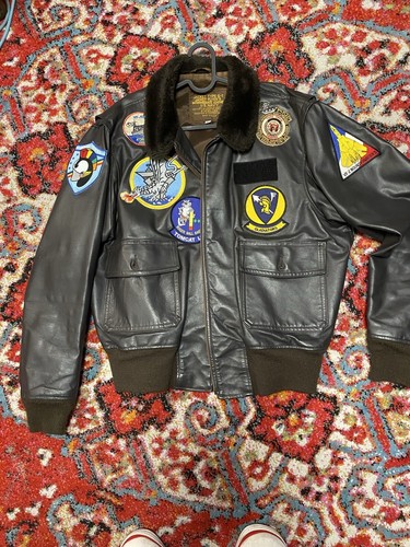 USN Naval Aviator Military Leather Filght Jacket | eBay