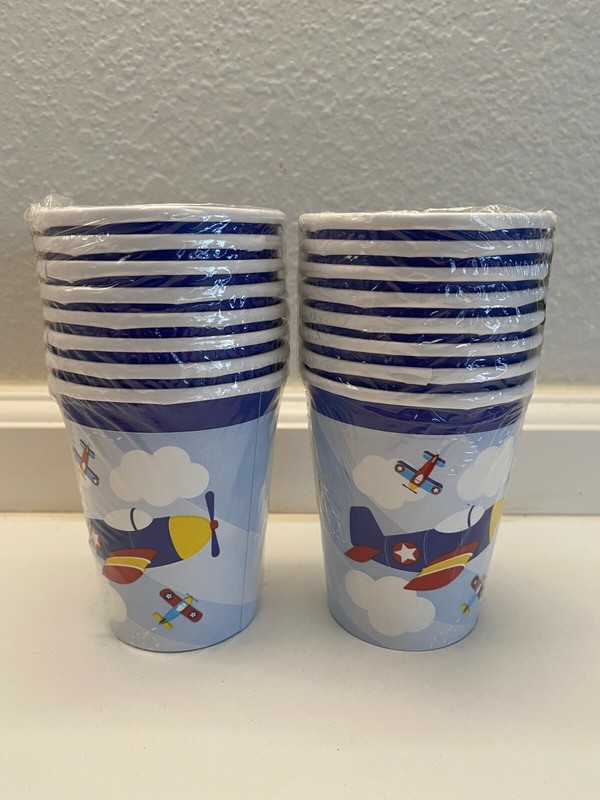 Lot of 2 Lil Flyer Airplane 9 oz Hot/Cold Paper