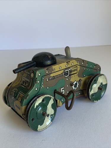 Antique MAR Toys Wind Up Toy Tank Stamped Metal Old Vintage