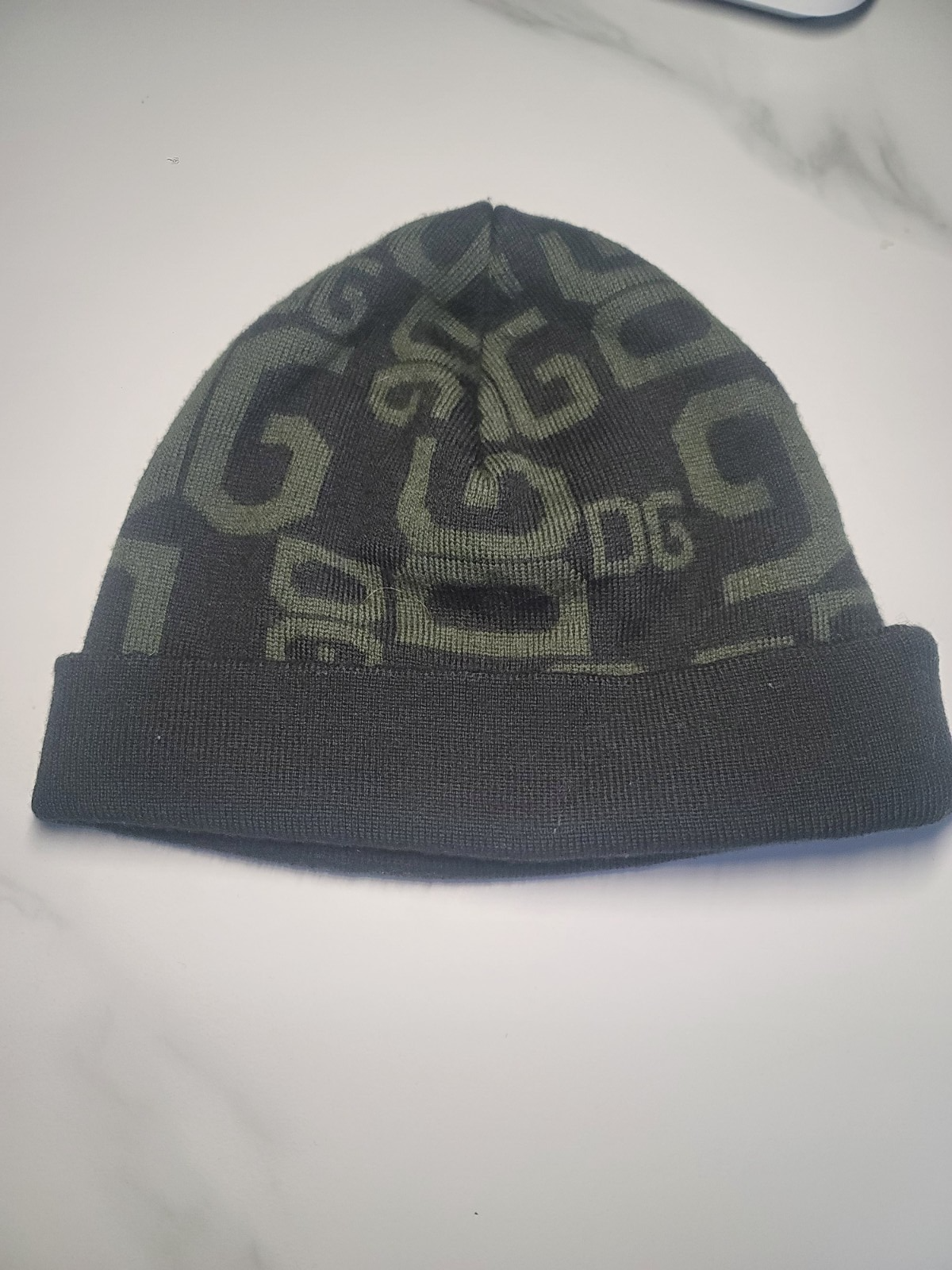 DOLCE GABBANA Monogram Beanie Black Hat One Size