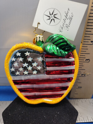 Patriotic Ornament ''America's Apple'' Radko Glass Rare Retired 02-0640 R13