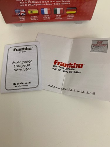 New Franklin Handheld 5 Language European Translator Used With Packaging