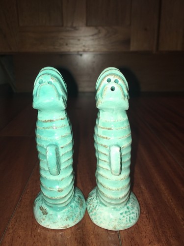 Seahorse Salt And Pepper Shakers- Blue White - Vintage Spice Shaker