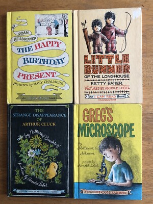 Lot of 4 Vintage I Can Read Books HardCover, Little Runner Greg s Microscope +