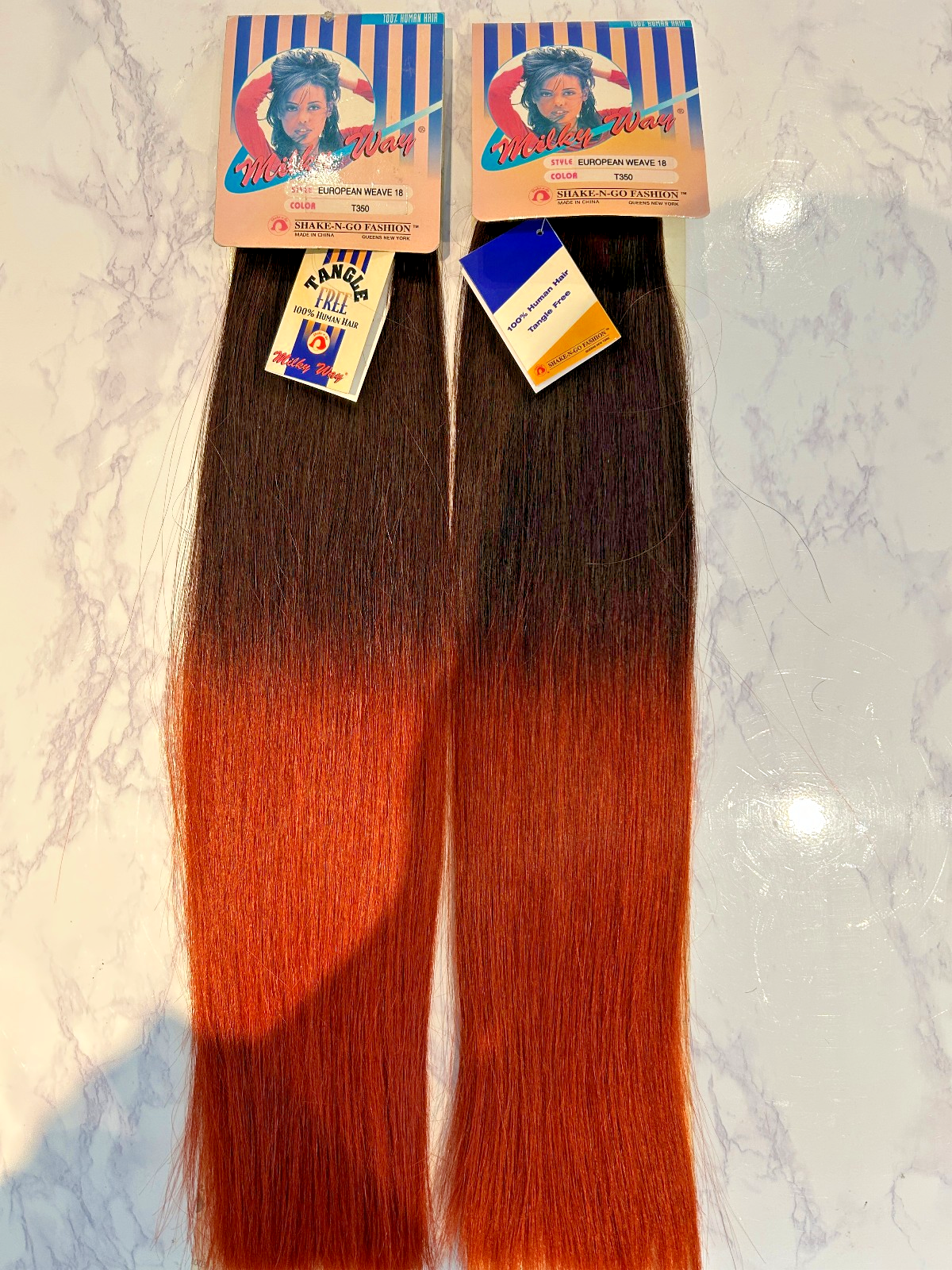 MilkyWay 100% Human Hair European Weave 18" T350 Ombre Black to Auburn Extension
