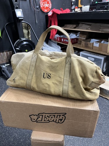 ✝️From old American canvas✝️ WW2 US USA Canvas Lineman Coal Bag Tote Canvas Zipper Works