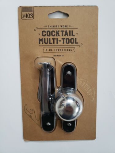 Cocktail Multi-Tool - 6-IN-1 Functions - Two Piece Set - New i...