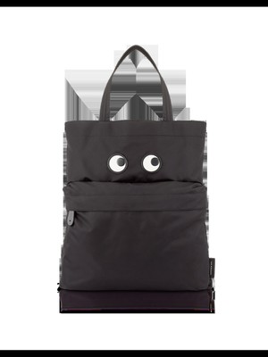 

Anya Hindmarch Женская сумка-тоут с черными нейлоновыми глазами и двойными плоскими ремешками Кошелек, Черный, 100977