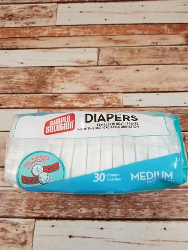 Simple Solution Size Medium 30ct White Disposable Dog Diapers for Female Dogs