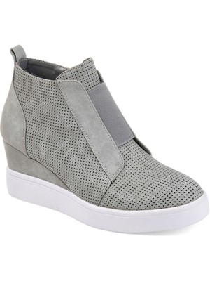 

JOURNEE COLLECTION Женские кроссовки Clara с миндалевидным носком серой текстуры, Серый, CLARA-WEDGE