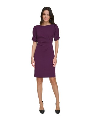 DKNY Womens Purple Short Sleeves Unlined Above The Knee Sheath Dress 4