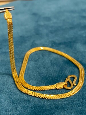 Pre-owned Jisha Vintage Unisex Dubai Handmade Chain Bracelet In 916 Stamped 22karat Yellow Gold