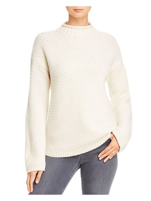 

THEORY Женский бежевый вязаный свитер с длинным рукавом и воротником-хомутом Размер