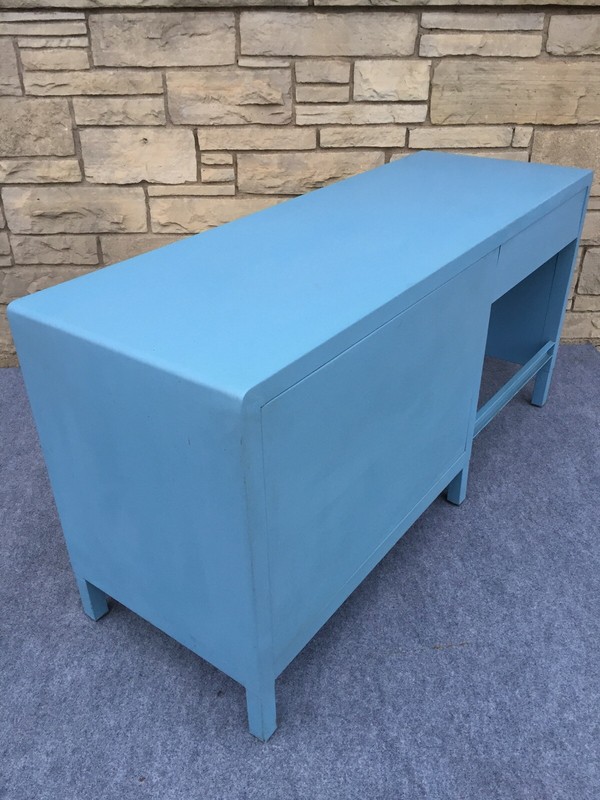 Art Deco Norman Simmons Furniture Bel Geddes Enameled Metal Desk Vanity Dresser